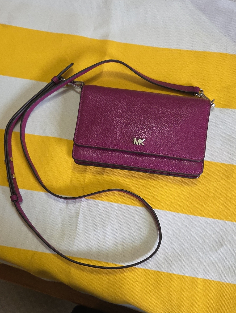 NWOT Michael Kors Plum Pebbled Leather Crossbody Bag